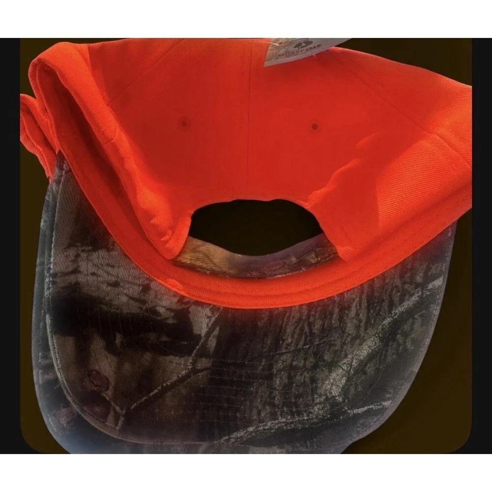 Mossy Oak Blaze Orange Camo Brim Hunting Hat Cap Adjustable NWT Lot of 2